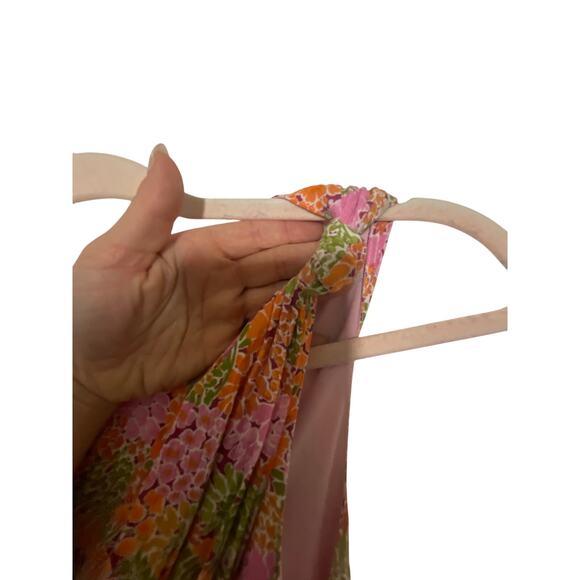 Sky to Moon Western Date Night Romantic Boho Pink Floral One Shoulder Sun Dress - Picture 4 of 4